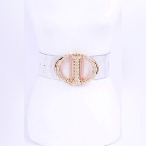 Plus Size Rhinestone Clear Statement Belt